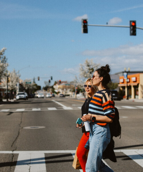 Street style image of female friends spending a weekend together in Paso Robles, California