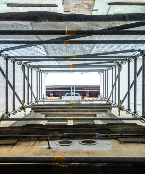 modern scaffolding at a construction site