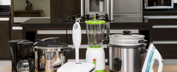 Different Appliances On Counter In The Kitchen